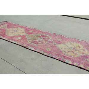 Turkish Rug, 3,1x11,3 ft <b>Runner</b> Vintage Rug, Herki <b>Red</b> Yellow Ikat Rug - Product Image 3