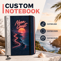 Diario de Viaje Personalizado LABON Neon Coast A5, Tapa Dura de Mezclilla, Diseño Retro, Planificador de Rutas, Cuaderno Personalizado OEM