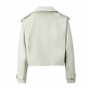 เสื้อแจ็คเก็ตหนังแกะแท้สำหรับผู้หญิง สไตล์ลำลอง ปกเสื้อแบบปกเชิ้ต ซิป ความยาวปกติ สไตล์ไฮสตรีท เสื้อโค้ทมอเตอร์ไซค์ ผ้าถัก - Product Image 6