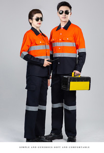 Chemise personnalisée vêtements de travail réfléchissants en coton haute visibilité à manches longues chemise pour la protection du travail sur le chantier anti-boulochage - Product Image 5
