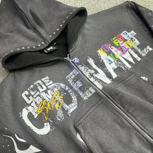 Sudadera con capucha y cremallera con etiqueta personalizada de calidad superior más demandada, sudaderas con capucha impresas en fábrica hechas a precio barato, sudaderas con capucha para hombres - Product Image 2