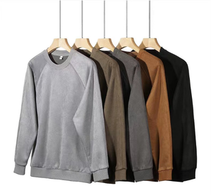 เสื้อสเวตเตอร์แบบสวมศีรษะหนังกลับสำหรับผู้ชายเสื้อสเวตเตอร์คอกลมแขนยาวโอเวอร์ไซส์สำหรับฤดูหนาวโลโก้280กรัม - Product Image 6