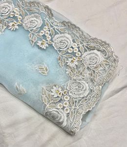 New Designer <b>Organza</b> Saree with Embroidery and Thread Work Lace Border Saree with <b>Organza</b> and Banglory <b>Silk</b> Blouse with Work - Product Image 4