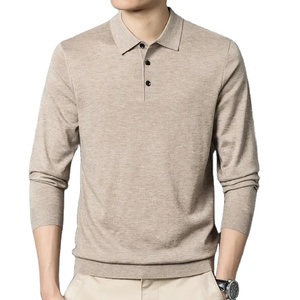 Pull-over décontracté pour homme en coton tricoté 100 %, à manches longues, imprimé uni, avec poche à revers, anti-plis, idéal pour l'automne - Product Image 1