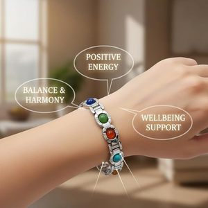 NOVAMART Fine German Silver 7 Chakra <b>Healing</b> Crystal Energy <b>Bracelet</b> for Men & Women-Adjustable Spiritual Jewelry-Perfect Gift W - Product Image 3