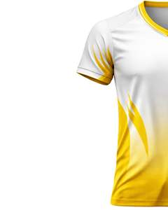 Customized Men V Neck Sports T <b>Shirt</b> <b>White</b> Yellow Gradient Printed Polyester Quick Dry Breathable Athletic Jersey OEM Wholesale - Product Image 4