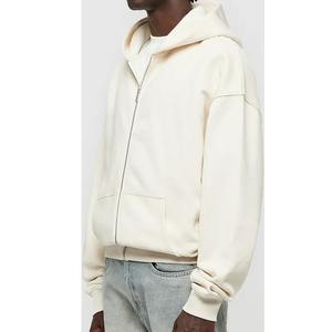 Sweat à capuche zippé personnalisé pour hommes de haute qualité 100% coton surdimensionné poids lourd Streetwear tricoté avec fermeture à glissière vierge courte - Product Image 5