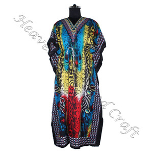 Vêtements décontractés imprimés floraux caftans longs en soie pour femmes caftan/Caftan de taille longue vêtements imprimés en coton caftan robe pour femmes KFL005 - Product Image 4