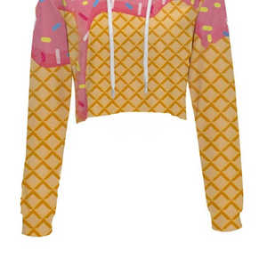 Sweat à capuche court personnalisé pour femmes 100% coton hiver décontracté imprimé pull sweat avec logo avant col à capuche - Product Image 5