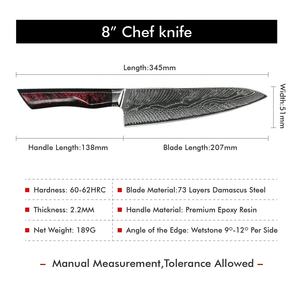 Couteau de chef ambidextre fait main en acier Damas japonais personnalisé en gros, compatible lave-vaisselle, meilleurs couteaux de cuisine, tranchant fixe - Product Image 6
