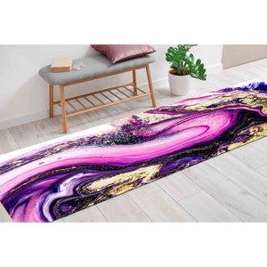 Alfombra de Mármol Rosa y Dorado: Alfombra de Arte Moderno Abstracto, Alfombra de Chenilla - Product Image 4