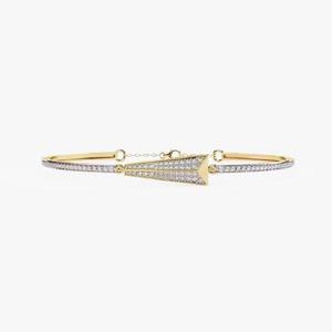 Elegante Brazalete de Oro Amarillo de 14k para Mujer con Diamantes Redondos, Pulseras para Regalo de Aniversario - Product Image 1