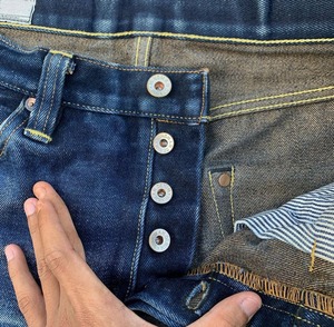 Pantalon baggy en jean pour hommes, droit, déchiré, avec lettre, imprimé, avec bouton brodé, style de rue rétro, respirant - Product Image 5