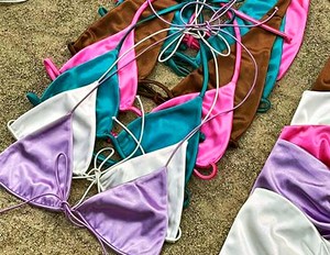 2024 ฉลากส่วนตัวชุดว่ายน้ําที่กําหนดเองผู้หญิงบิกินี่ผู้ผลิตที่กําหนดเองสองชิ้นชุดว่ายน้ําซาตินบิกินี่ชุด - Product Image 6