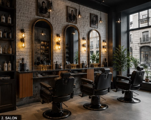 Modern Wood Triple <b>Mirror</b> <b>Foldable</b> Salon Station-Commercial Use for Beauty Salons Hotels Gyms Malls & Barber Shops - Product Image 2