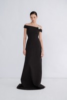 Prix de gros des robes pour femmes évasées en bas Esber l'épaule longue robe tissu de haute qualité étiquettes personnalisées blanc ANT
