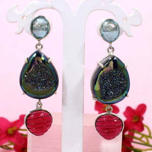 925เงินสเตอร์ลิงและไทเทเนียม druzy ข้อมือต่างหูผลิตภัณฑ์เครื่องประดับที่ดี - Product Image 5