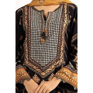 Robe en soie crêpe imprimée au bloc Tehwaar - Comprend chemise, pantalon et dupatta avec design unique WGK-RSW-SP-1987s - Product Image 4