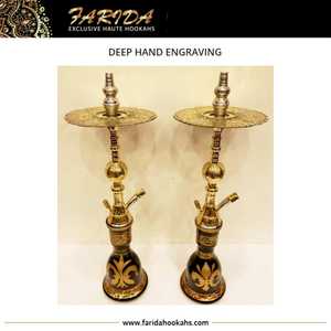 Cachimbas Farida de calidad superior, cachimbas tradicionales egipcias, narguile único de lujo hecho a mano, latón macizo, grabado a mano profundo, 65cm - Product Image 3