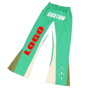 Pantalon de survêtement ample et évasé de haute qualité personnalisé, style rétro hip-hop, fermeture éclair, délavage acide, vintage, évasé, pantalon pour homme OEM - Product Image 4