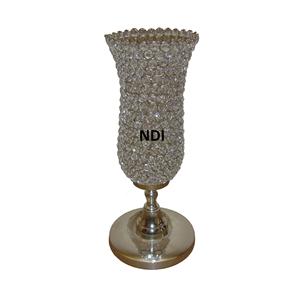 Support à bougie en métal au design élégant, finition nickelée, avec perles de cristal, taille personnalisée, pour la maison, l'hôtel et les mariages - Product Image 3