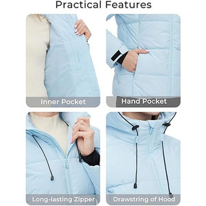 Chaqueta de Invierno Premium para Mujer, Reciclada, Impermeable, Acolchada, con Capucha, Aislante, Cálida, Ecológica y Ligera - Product Image 5