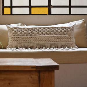 Funda de cojín lumbar de macramé económica decoración del hogar de ganchillo para USO HOTELERO - Product Image 1