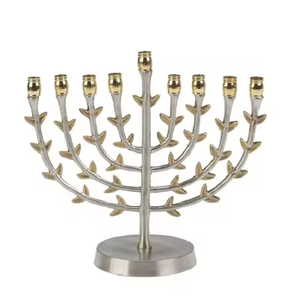 Portavelas de diseño moderno Menorah, decoración de iluminación de Metal plateado de alto estándar, suministros religiosos de alta venta - Product Image 2