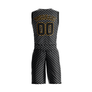 Ensemble d'uniformes de basket-ball imprimés personnalisés, couleur noire, séchage rapide, respirant, avec logo personnalisé - Product Image 2