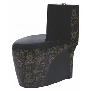 New Style Decorative Pattern Floor-Mounted Siphonic Flushing White-Black One-Piece Water Closet <strong>Toilet</strong> <strong>Jet</strong> <strong>Spray</strong> Sanitary Ware - Product Image 5