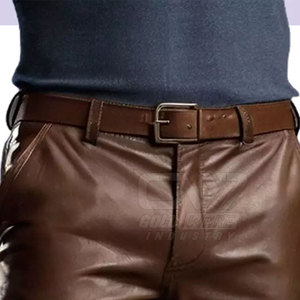 Nuevos pantalones cortos de cuero para hombres 2025 Precio al por mayor Diseño de moda Pantalones cortos de cuero genuino para hombres - Product Image 3