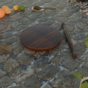 Wooden Chakla Belan Set | Eco-Friendly Floral Pattern <b>Chapati</b> Roti <b>Maker</b> for Home Kitchen | Marco Enterprises Manufacturer - Product Image 2