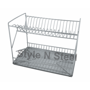 Simple Chromed 2-Tier Kitchen <b>Dish</b> Rack with Tray Cutlery Cup <b>Utensil</b> Organizer Holder New Design Storage Racks - Product Image 1