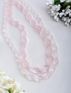 ลูกปัดโรสควอตซ์ทรงหยดน้ำ 16 นิ้ว หินธรรมชาติ สำหรับทำเครื่องประดับชั้นดี - Product Image 5