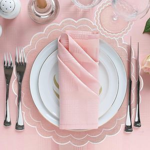 Cotton Linen Polyester Eco-Friendly New Chinese Style Placemats <strong>Coaster</strong> 15" Scalloped Embroidery <strong>Heat</strong> Resistant Double Mat - Product Image 5