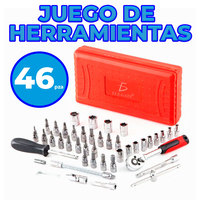 Juego de Herramientas Mecánicas Profesional de 46 Piezas, Acero al Cromo Vanadio de 1/4 de Pulgada, Estuche Rígido, Garantía de 3 Años, Incluye Llaves y Juego de Vasos