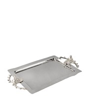 Plateau de service moderne et unique de forme rectangulaire avec poignées de sculpture en lapin pour la maison, l'hôtel et les restaurants avec logo personnalisé