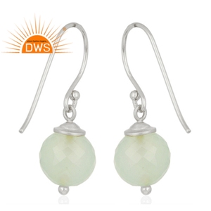 Hermosos Pendientes de Prehnita Verde, Pendientes de Piedras Preciosas Naturales, Pendientes de Diseño con Gancho de Plata 925 - Product Image 3