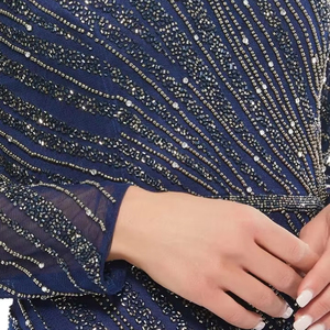 Vestido de Fiesta Largo de Poliéster con Lentejuelas y Cuentas, Estilo Elegante y Modesto, con Abertura, para Adolescentes - Product Image 4