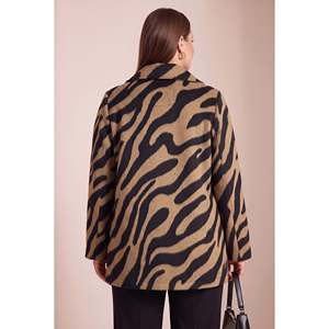 Abrigo de Piel Sintética con Estampado de Leopardo, Talla Grande, Sin Forro, Color Salmón - Product Image 4