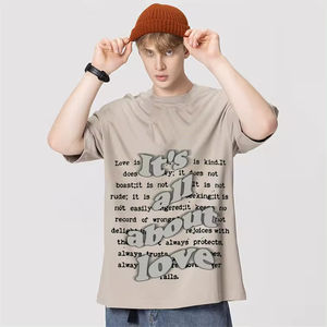 Hombres o cuello raya camiseta escote estampado negro pesado hombres camiseta - Product Image 1