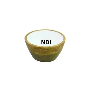 Soupe ronde salade bol de service sur mesure décoratif service vaisselle décor nourriture servant émail finition bol en bois - Product Image 1