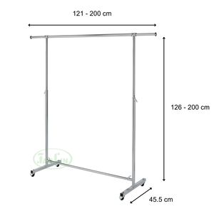 Heavy Duty Garment Rack Industrial Design <b>Chromed</b> for Home Use with Ball type casters Easy assembly - Product Image 3