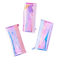 Vente en gros de papeterie promotionnelle personnalisée Trousse à crayons transparente et étanche en PVC Sac laser en plastique