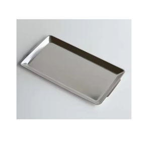 Plateau de service rectangulaire Rectangle servant des plats en métal peu profonds en acier inoxydable Buffet de nourriture blanc fantaisie Plateau de sécurité pour le four argenté - Product Image 1