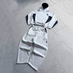 Custom logo Embroidery Print Track Suit 100% Cotton Hoodies <b>Oversized</b> <b>Sweatpants</b> and Hoodie Set Sweatsuit Tracksuit for Men Set - Product Image 5