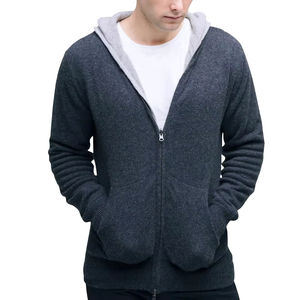 เสื้อมีฮู้ดแบบกลับด้านได้ของผู้ชายเสื้อลำลองแขนยาวมีซิปรูดแบบกำหนดเองขนาดผู้ใหญ่ - Product Image 6