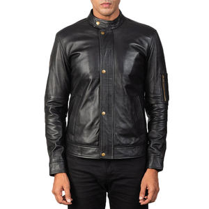 Chaqueta de cuero para hombre al por mayor OEM, con logo personalizado, ajuste slim, a la moda, para motocicleta, proveedor a granel, chaqueta de motociclista de tendencia para hombre - Product Image 3