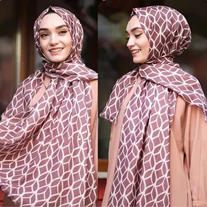 Заводская цена новый стиль геометрический принт Пашмина хлопок Женская длинная абайя хиджаб головной платок 2023