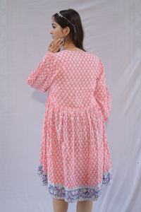 Vestido Midi Estilo Boho 100% Algodón para Mujer, Estampado Floral con Bloques Hechos a Mano en India, Ecológico, Informal, para Fiestas, Otoño - Product Image 5